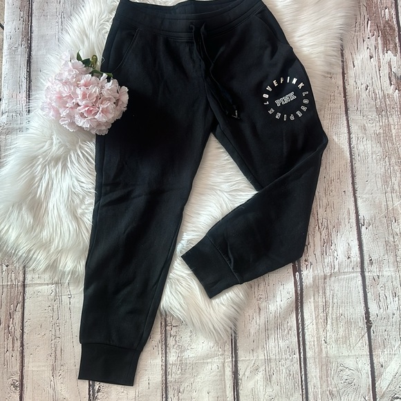 PINK Pants - Victoria's Secret PINK Black Jogger Sweatpants Size Medium